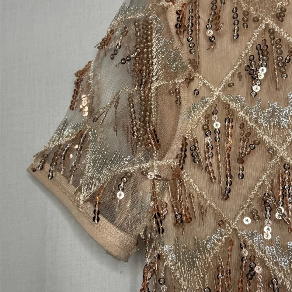 Allegra K Womens Crop Top Sequin Fringe Party Club Rave Glam Swiftie New Years - Image 4 of 4