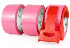 3 Rolls Pink Packing Tape Heavy Duty 1.88 Inch x 55 Yards with Dispensers Box