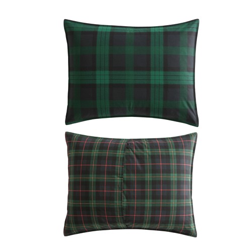 - Queen Duvet Cover Set, Reversible Cotton Bedding with Matching Shams, Plaid... - Picture 4 of 8