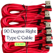 90 Degree Fast Charge USB-C to USB-A Cable Type C Charger Cord L Quick Charging