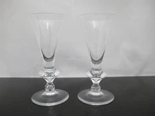 STEUBEN 7737 Pattern Clear Teardrop White WINE Glass Set Pair with Sleeves