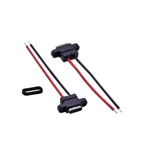 10PCS 5V Welding 2Pin Waterproof TYPE-C Female Power Socket Wire Adapter C - Afbeelding 4 van 9