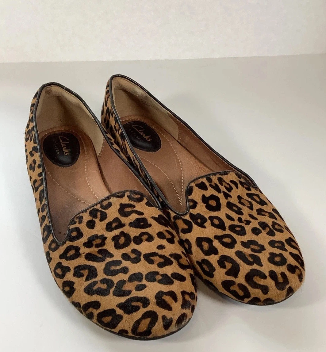 Scarpe basse Clarks Artisan stampa leopardata mocassini donna US 10M # 16731