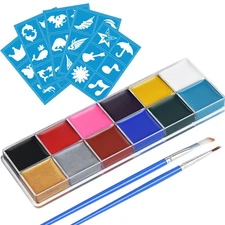 Face Painting Kits, 12 Colors Christmas Face Body Paint Kit, SFX Makeup Paint...