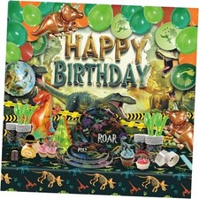 149 pcs Dinosaur Birthday Decorations, 12 Tableware Sets, Balloon Garland,