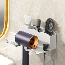 1Pc Hair Dryer Storage Rack, Non Perforated Bathroom Wall Mounted Bracket, Bathr