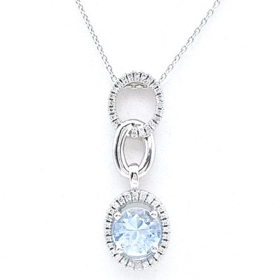 Mauboussin Vraiment Toi Aquamarine Diamond 18k White Gold Drop Necklace Pendant