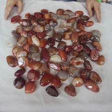9.4LB 90Pcs Natural Banded Sardonyx Carnelian Agate Crystal Palm Stones Healing