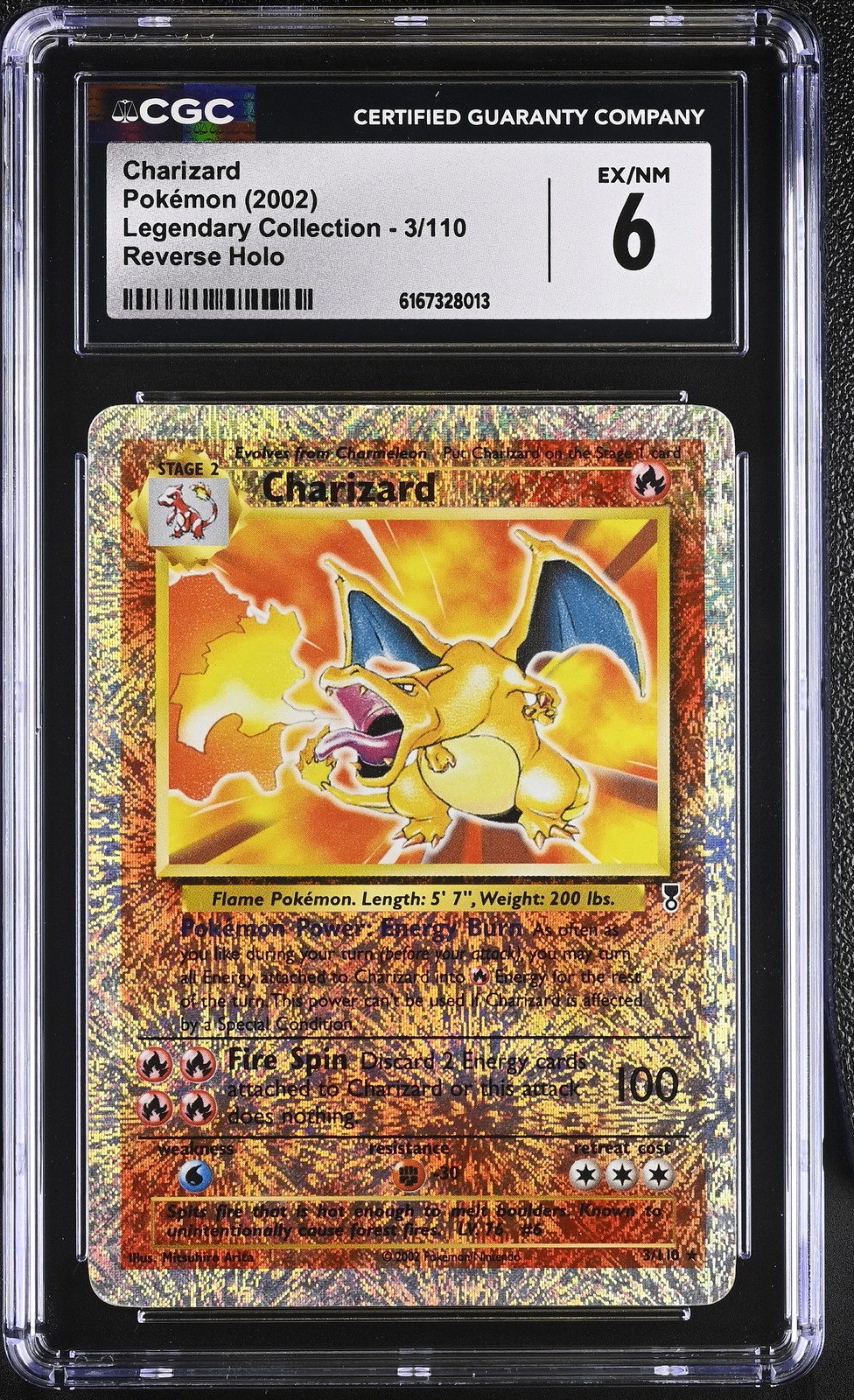 CGC 6 Charizard 3/110 Legendary (Collection) Reverse Holo Pokemon Card