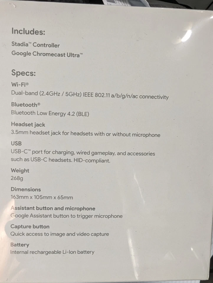 Google Stadia Premiere Edition - Stadia Controller W/Google Chromecast Ultra - Image 4 of 4