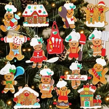 16Pcs Gingerbread Man Ornaments for Christmas Tree Gingerbread Christmas Decor
