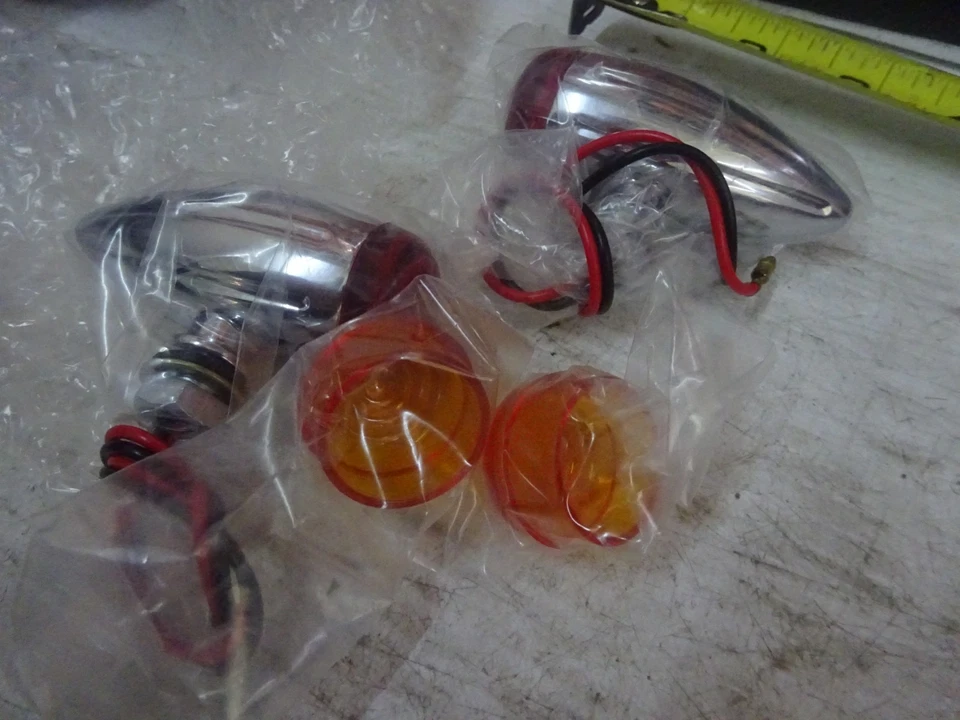 CUSTOM MULTI-FIT PAIR of BULLET LIGHT W/RED/AMBER LENS HARLEYS CUSTOMS OTHERS - Image 3 of 4