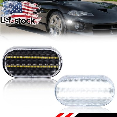Clear Lens White Full LED Front Side Marker Lights For Dodge 92-02 Viper SR I II