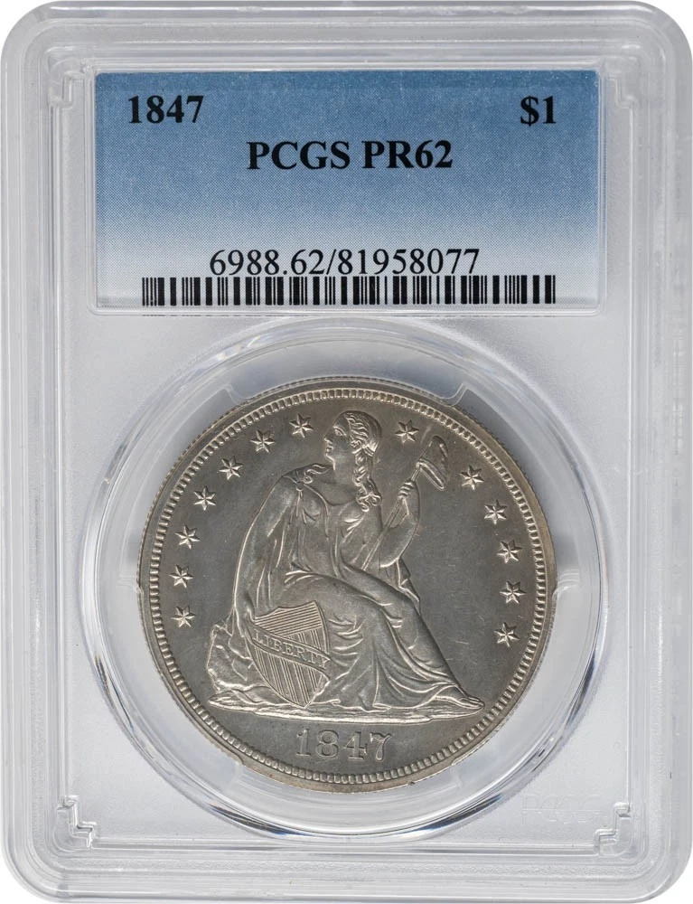 1847 Seated Liberty Dollar $ PR62 PCGS 951156-2