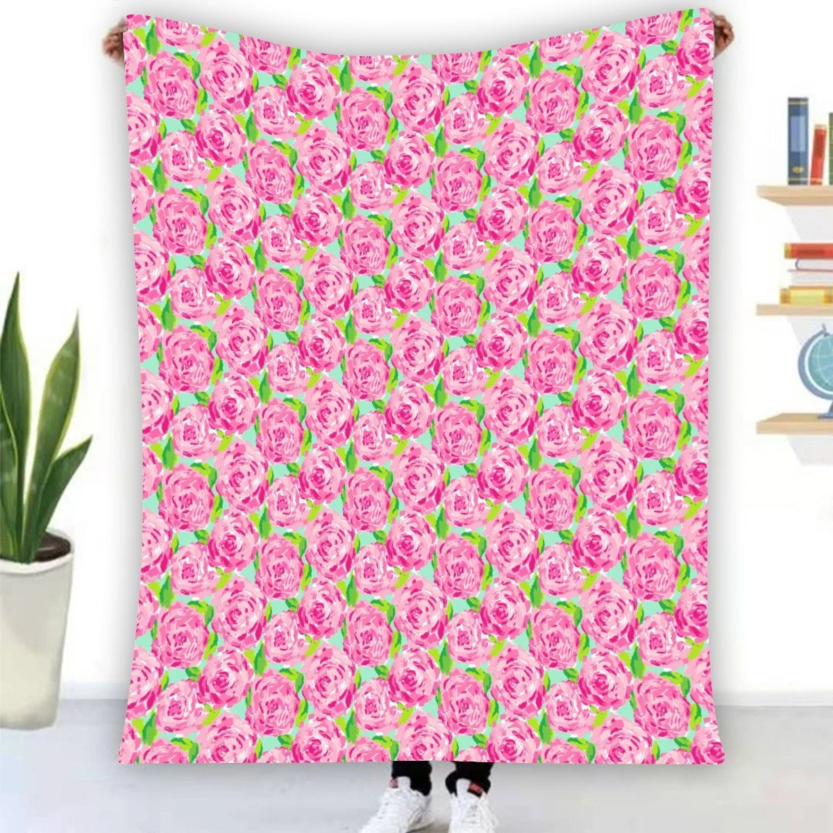 Lilly Pulitzer Pink Rose Fleece Blanket