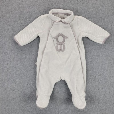 Obaibi Baby Ribbed Fleece Footed Sleeper Sheep Cream White 1M 53cm Snap Front