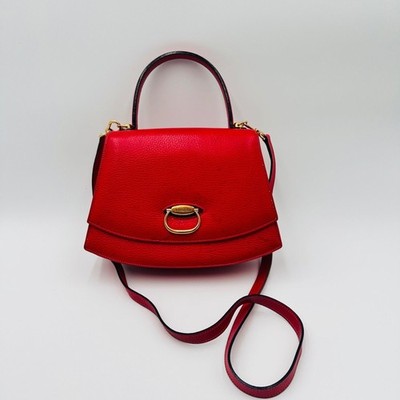 A. Testoni Dinamica Red Leather Satchel Top Handle Shoulder Bag Italy
