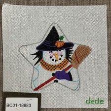 Handpainted Needlepoint Canvas  dede Snowman Witch Star   Read Description 