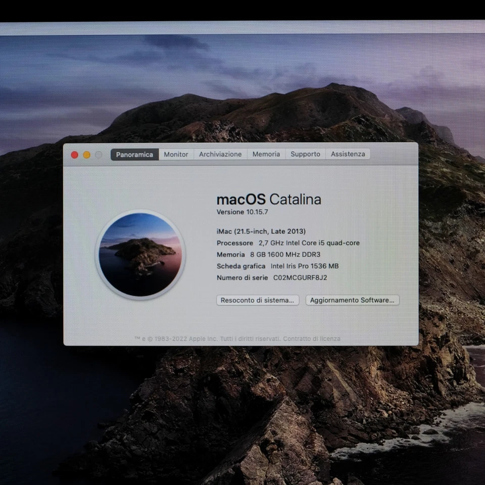 Apple iMac 21.5" A1418 Late 2013 i5 2.7Ghz 8Gb RAM 1Tb HDD - Immagine 2 di 4