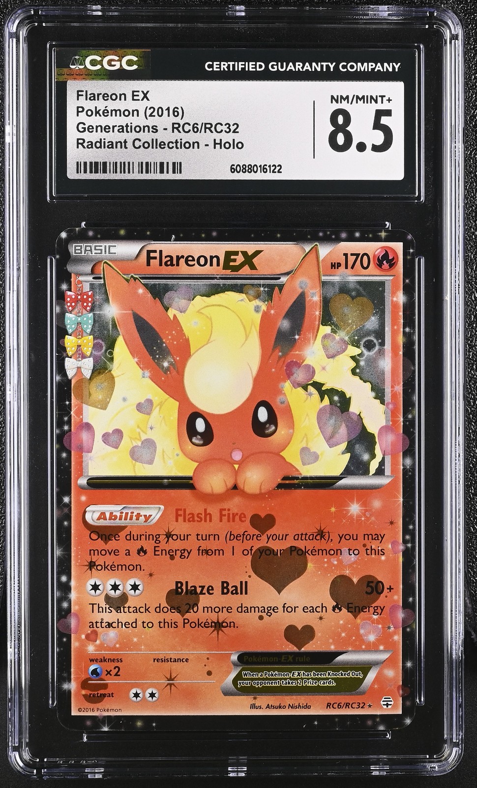 CGC 8.5 Flareon EX Generations RC6/RC32 Radiant Collection Holo Pokemon Card