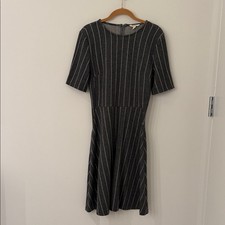 Freeway Charcoal and White Striped Midi Dress Size Large