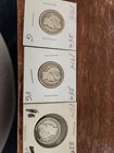 Mixed Lot Of Three Barber Quarters (2) 1914 And One 1915 90% Silver