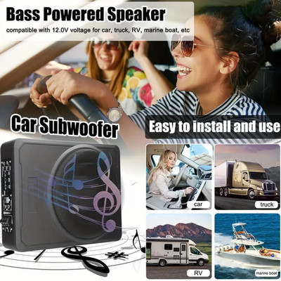 10'' Auto Active subwoofer Amplified Slim Underseat Bass Box Audio Amplifier 600W