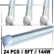 LED Shop Lights Fixture Tube Strip Ceiling Lights 8FT For Garage Workshop 24PCS