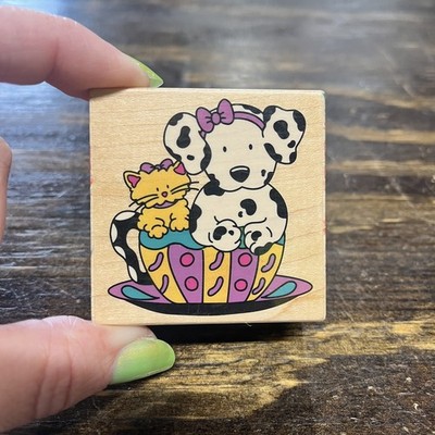 Vintage 1996 Sanrio Spottie Dottie Rubber Stamp - Tea For Two