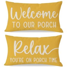 Decorative Throw Pillow Covers 12x20 Inch Set of 20" x 12" Pack of 2 Yellow