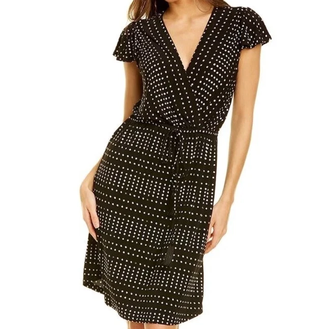 Vestido envolvente Tommy Bahama XL Dunmore Dot negro blanco lunares 12 14 16 para mujer Foto 2 de 4