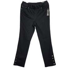 D & Co Adaptive Womens M Black Pants NWT Snap Ankles Buttery Soft Pull On