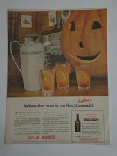Magazine Ad* - 1943 - Four Roses Whiskey - World War II - Halloween