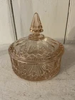 Glass Candy Dish with Lid Pink Depression Glass