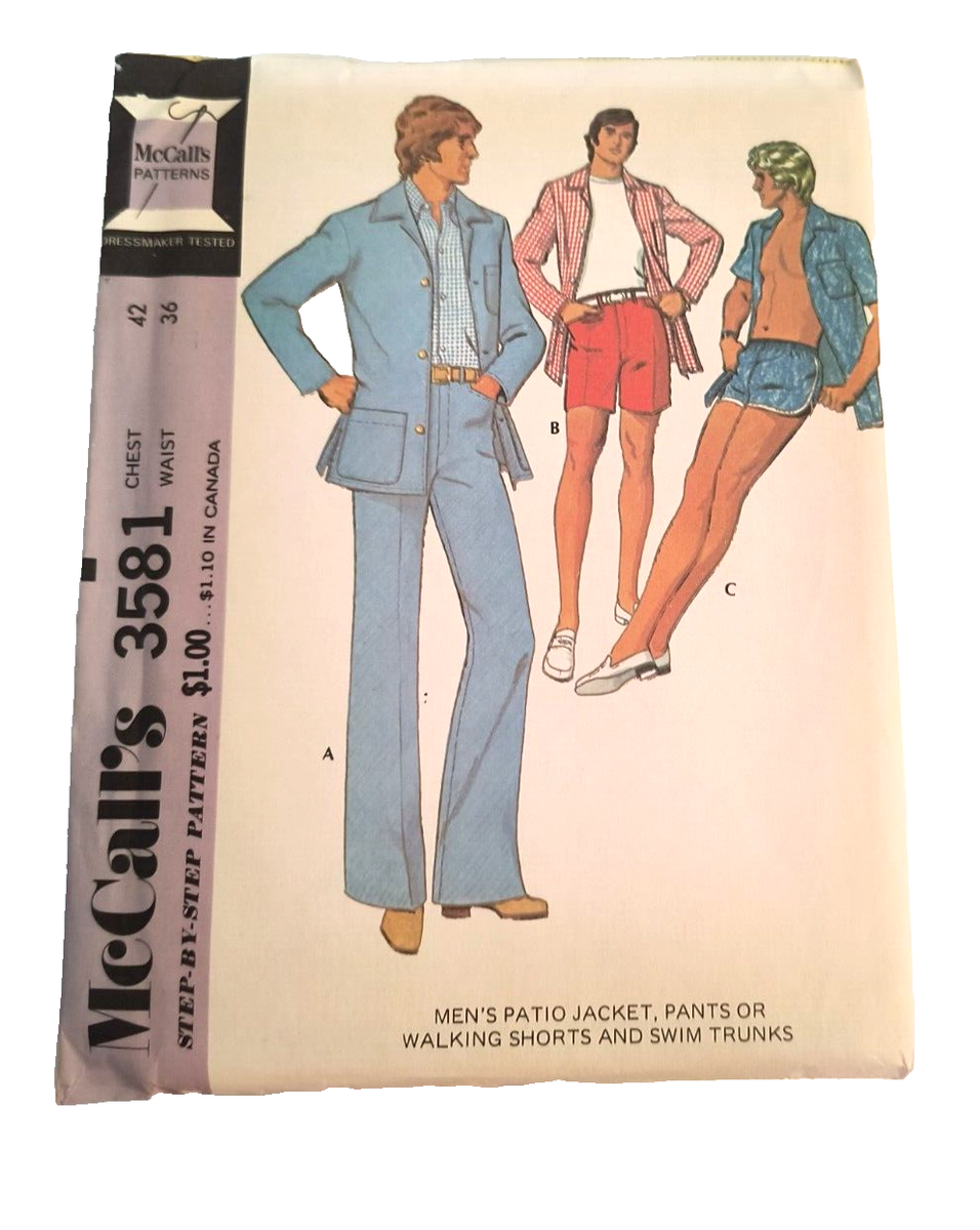 Vintage 2 Men's Patterns McCall's 3581 Jacket Pants Shorts Vintage 2 Men's Patterns McCall's 3581 Jacket Pants Shorts