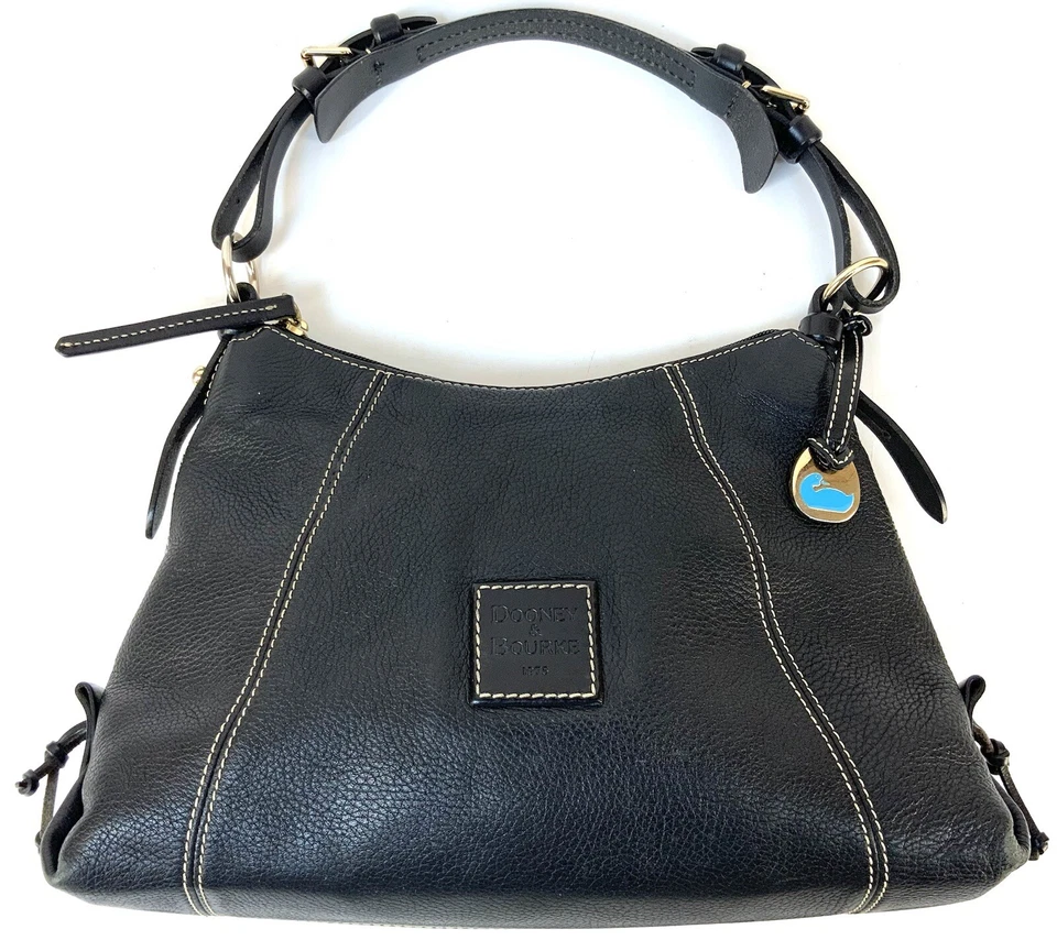 Bolso de Hombro Dooney And Bourke East West Slouch Negro Vintage Rojo Interior