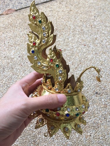Thai Dance Head Dress Costume Jewelry Gold Crown Wedding Crown Knot of Hair - Picture 5 of 7