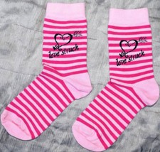 Pink Striped Love Struck Heart Socks UK4-7 Valentines Birthday Anniversary M12