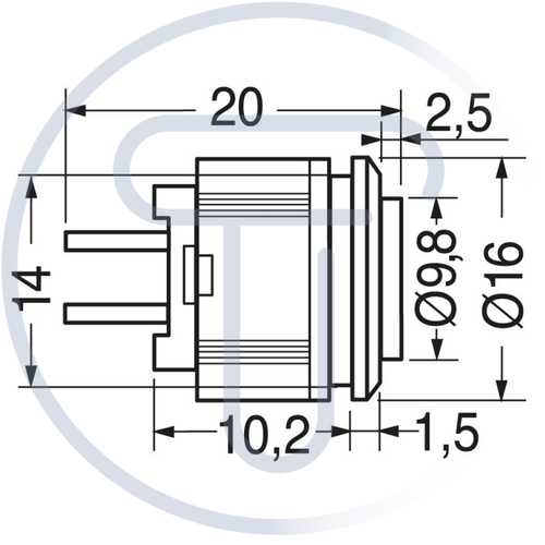 Pulsante unipolare con tasto nero contatto normalmente chiuso NC foro 14mm - Picture 2 of 2