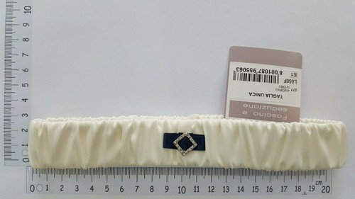 Giarrettiera Lovable Sposa Matrimonio Avorio Fiocco Blu Strass Argento Panna - Foto 2 di 3