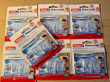 14 x Tesa Powerstrips Self-Adhesive Deco Hooks Transparent - 7 Packs of 2 - 860
