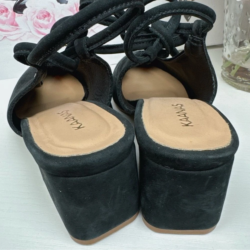 Kaanas 黑色麂皮绒领带骡子乐福鞋 6 码 — 第 4/4 张图片