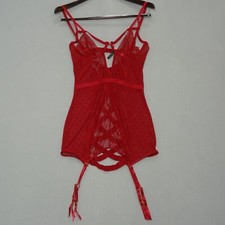 Seven 'til Midnight Exotic Sleepwear Bold Red Mesh Chemise Set Women's Size XL