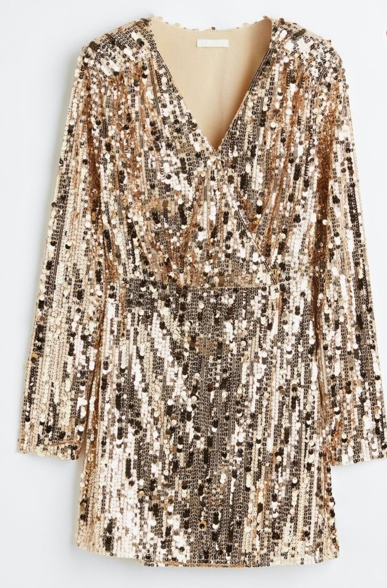 H&M Trend Gold Sparkly Mixed Sequin Dress L 14 16 Bnwt | eBay