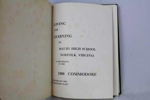 1966 MAURY HIGH SCHOOL YEARBOOK, THE COMMODORE, NORFOLK, VA - Picture 6 of 9