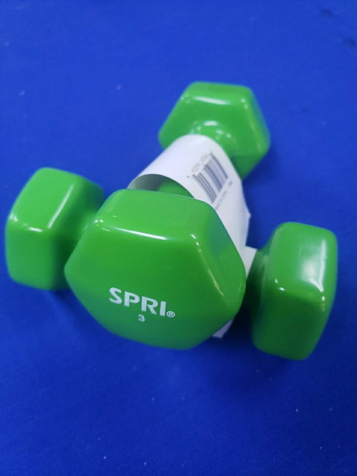 3 LB Green Neoprene Hex Dumbbell Hand Weights, Set of 2 - Strength Training - Image 2 of 4