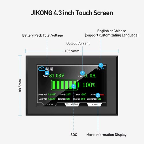 JK 8-20S 100A LiFePo4 Li-Ion Smart BMS with 0.6A Active Balance BT/RS485/LCD lot - Picture 30 of 34