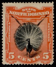 NORTH BORNEO QEII SG72, 5c black & vermilion, UNUSED. Cat &pound;18.
