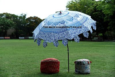 Indian Beautiful Garden Parasol Blue Ombre Mandala Cotton