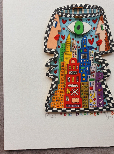 James Rizzi 3D Handsigniert Handnummeriert BIG BROTHER Auge auf NEW YORK NY 1989 - Bild 5 von 9